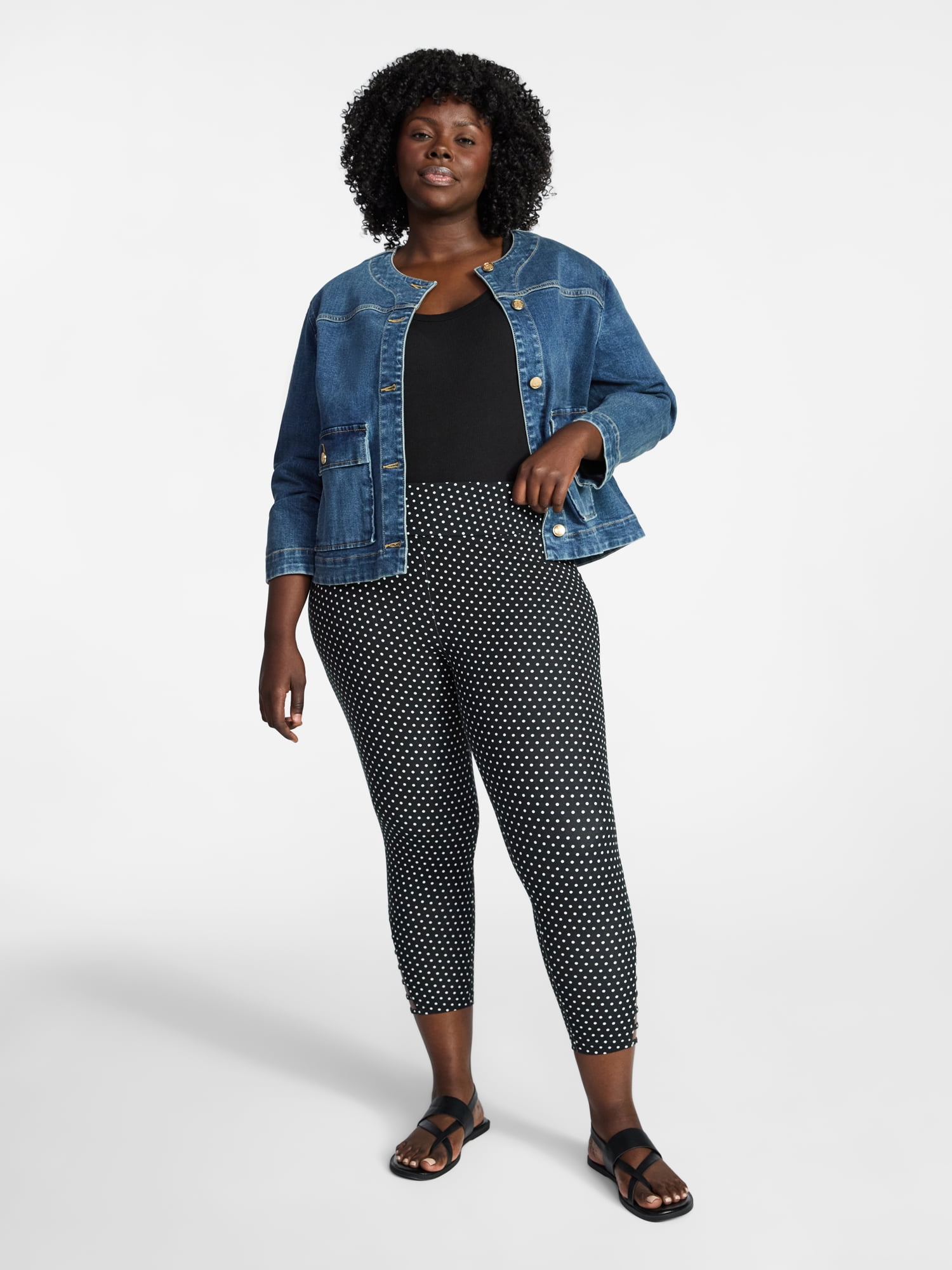 Terra & Sky Women's Plus Size Capri Ladder Leggings, 22" Inseam, Sizes 0X-5X