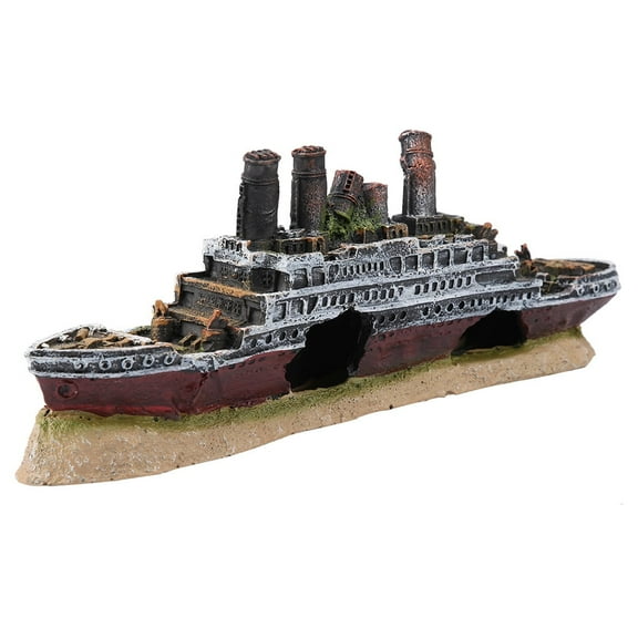 Aquarium Shipwreck Decorations Resin Titanic Lost Wrecked Boat Ship Sunken Ship Decorations Aquarium Landscaping Decoration Fish Tank Ornament Pet Habitat Décor