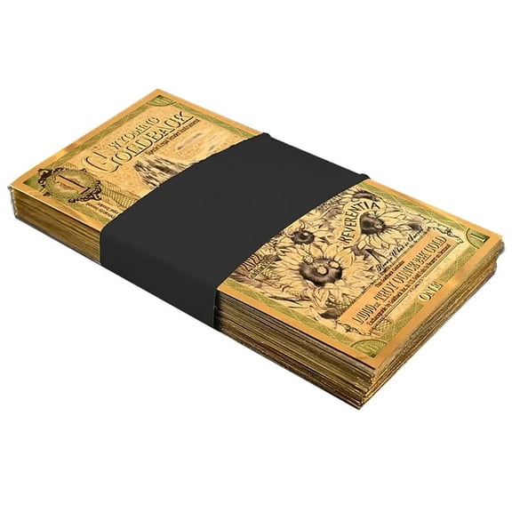 Pack of 100 - 1 Wyoming Goldback 1/1000 oz 24K Gold Foil Aurum Note