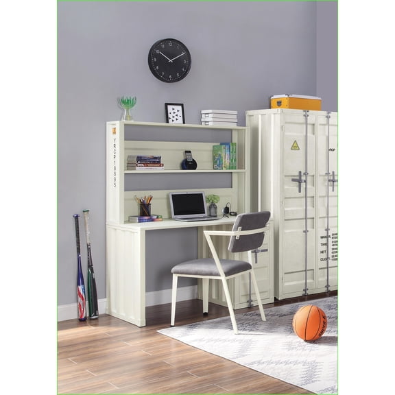 Desks Writing Desk with Hutch, 60"H x 47"W x 24"D | White | Iron
