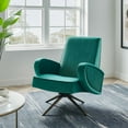 thumbnail image 2 of Armchair Swivel Accent Chair, Teal Blue, Velvet, Modern Contemporary, Living Lounge Cafe Room Hotel Lobby Hospitality, 2 of 8