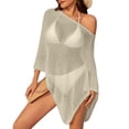 thumbnail image 2 of Sewkxo Women Sheer Poncho Top Knit Crochet Lightweight See Through Shawl Summer Shrug Beach Cover Up,Gold One Size, 2 of 4