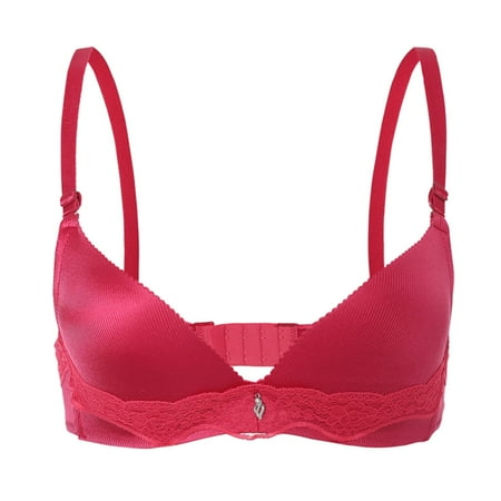 

Fabiurt Women s Bra Women s Summer New Comfortable And Lace No Strap Gathering Traceless Back Bra Red