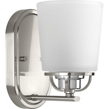 

West Village Collection One-Light Brushed Nickel Etched Double Prismatic Glass Farmhouse Bath Vanity Light