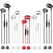 5 Packs Earbud Headphones with Remote & Microphone, SourceTon In Ear Earphone Brass Sound Noise Isolating Tangle Free for iOS and Android Smart phones, Laptops