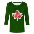 thumbnail image 3 of qucoqpe Women's Summer Fashion Maple Leaf Printed Blouses Tops Casual Loose Fit Crew Neck 3/4 Sleeve Shirts, 3 of 5