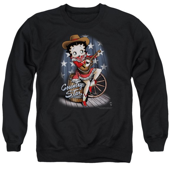 Betty Boop Country Star Adult Crewneck Sweatshirt Black