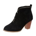 thumbnail image 2 of Wavsuf Western Boots for Women Flock Short Ankle-High Winter Leopard with Zipper with Fuzz Black Shoes Size 37, 2 of 7