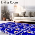 thumbnail image 2 of ODIKA 2'x3' Machine Washable Non-Slip Area Rug, Whimsical Snowman Gathering on Festive Interlocking Grid with Seasonal Flair High Traffic Rug with Pad, Blue, 732188, 2 of 8