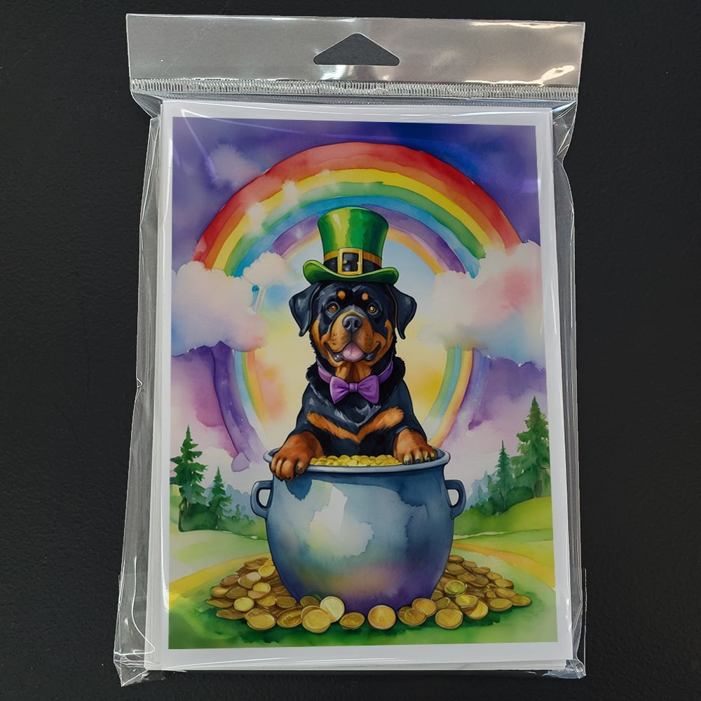 Rottweiler St Patrick's Day Greeting Cards Pack of 8 7 in x 5 in