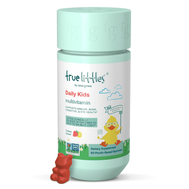 True Grace True Littles Daily Kids Multi - 60 Pectin Gummies - - Clinically Studied Lutemax Kids Lutein & Vitamin D3   K2 - Allergen Free & Vegan - 60 Servings