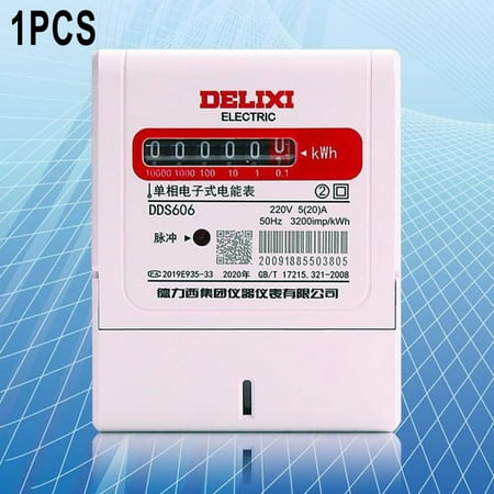

Single Phase Electric Energy Meter 4P Counter Display 35mm DIN Rail 220V 50Hz