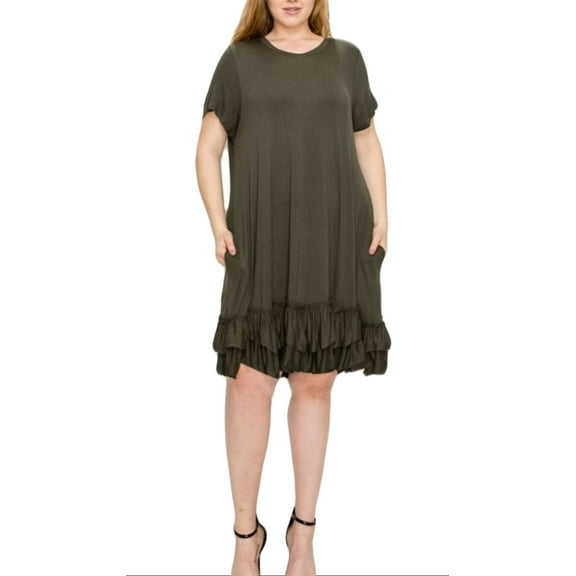 Plus Size Ruffle-trim Georgette Swing Dress