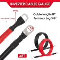 thumbnail image 4 of 4 AWG Battery Cable 4AWG Gauge Pure Copper Battery Inverter Cables with 3/8 in Lugs Both Ends Power Inverter Wire Set, 4 of 5