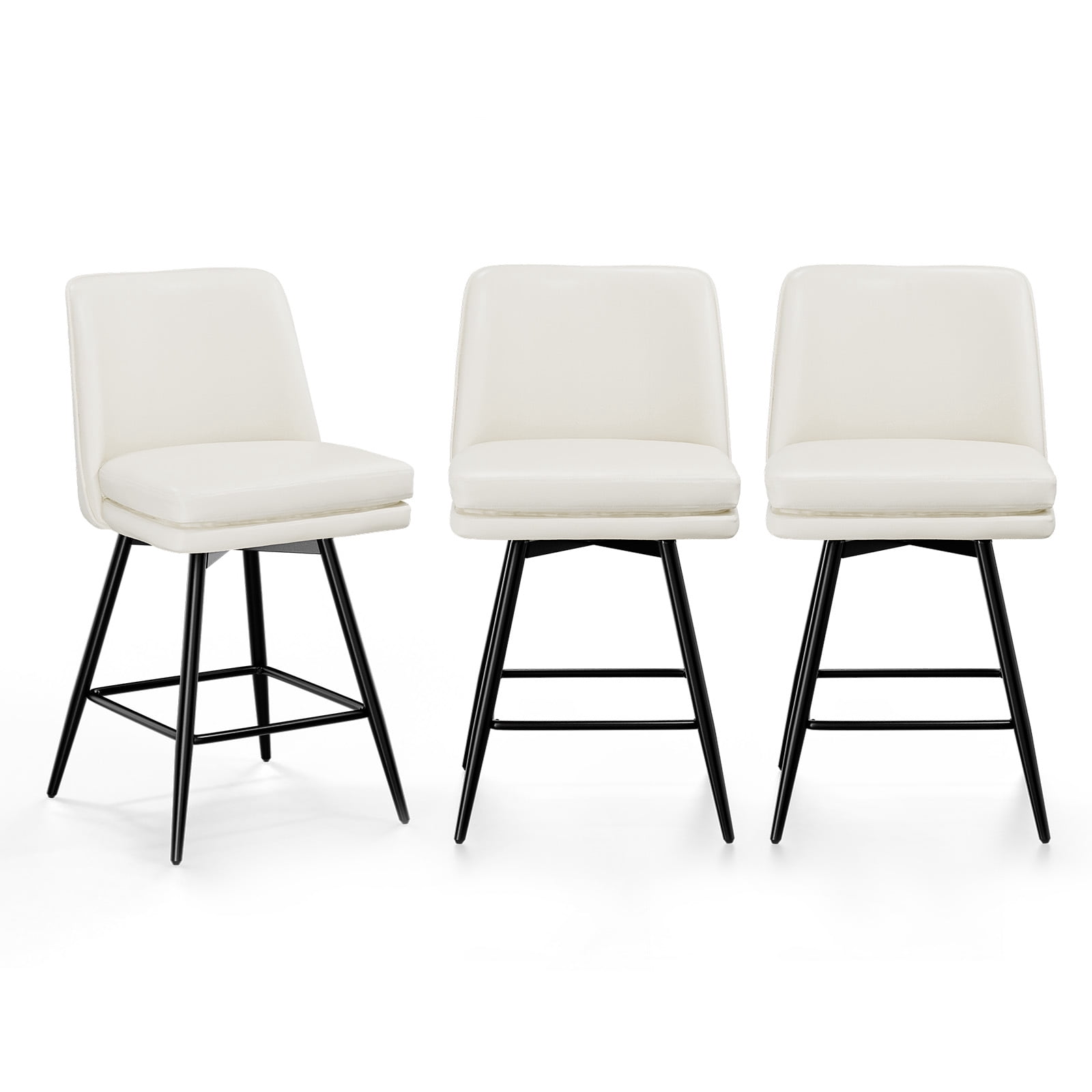 Zimtown Modern Bar Stools Set of 2, Swivel Barstool Counter Height Bar Chair, Kitchen Island Barstool 2 Pack, Off-White