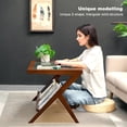 thumbnail image 7 of Rattan Coffee Table Mid Century Modern with Glass Top Storage Brown, 7 of 7
