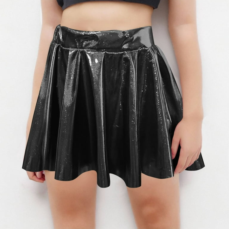 knee length dresses for ladies Halter Skater Fit N Flare X-String Dress in Black Mystique Metallic Large