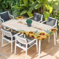 thumbnail image 2 of Sunflower Table Cloths for 6 Foot Rectangle Tables, Summer Botanical Farmhouse Yellow Floral Rustic Patio Waterproof Elastic Fitted Tablecloths, Washable Rectangular Table Cover for Camping, 2 of 8