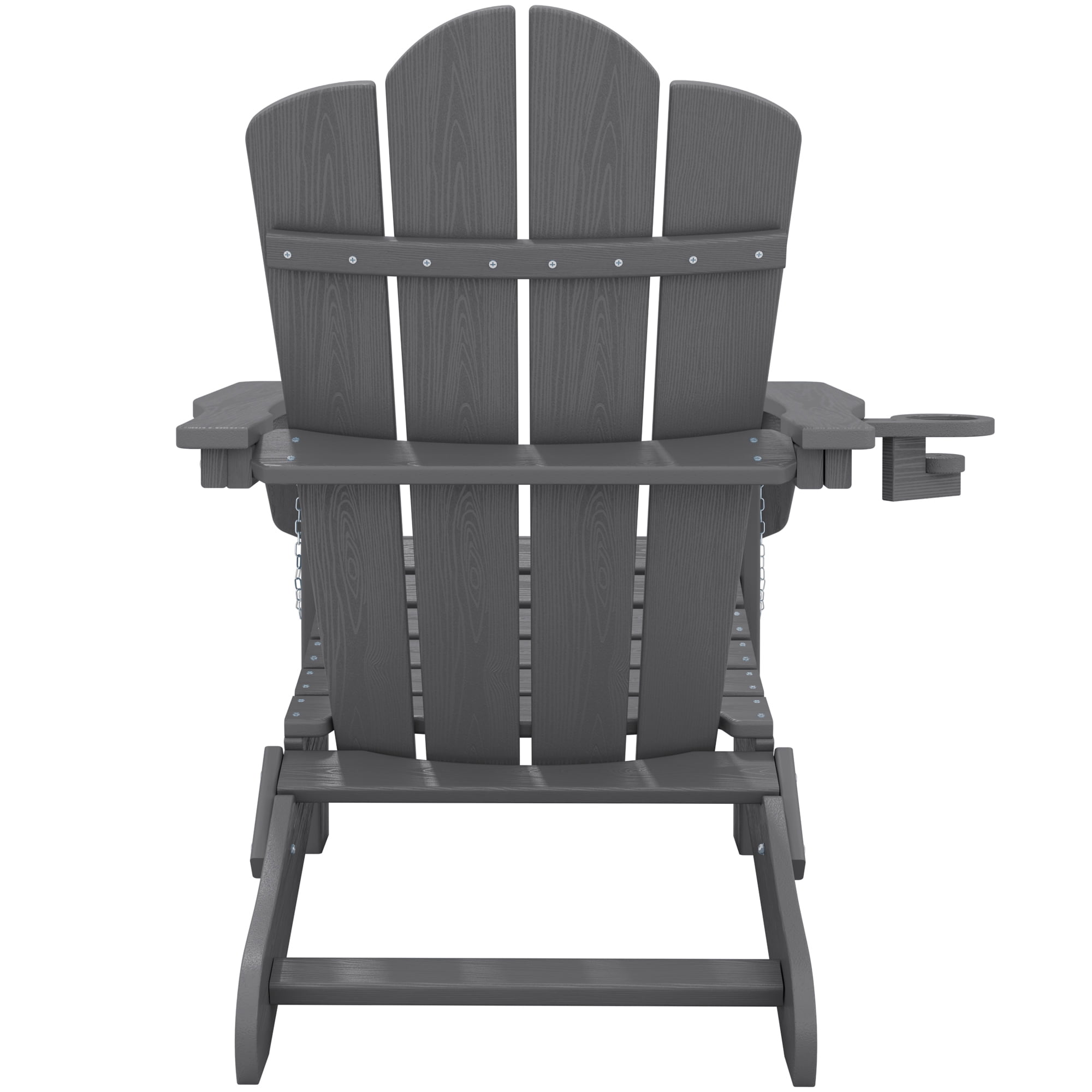 KINGYES Folding Adirondack Chair with Cup Holder, HDPE All-Weather Folding Adirondack Chair, Fir Pit Chairs for Patio Garden Backyard