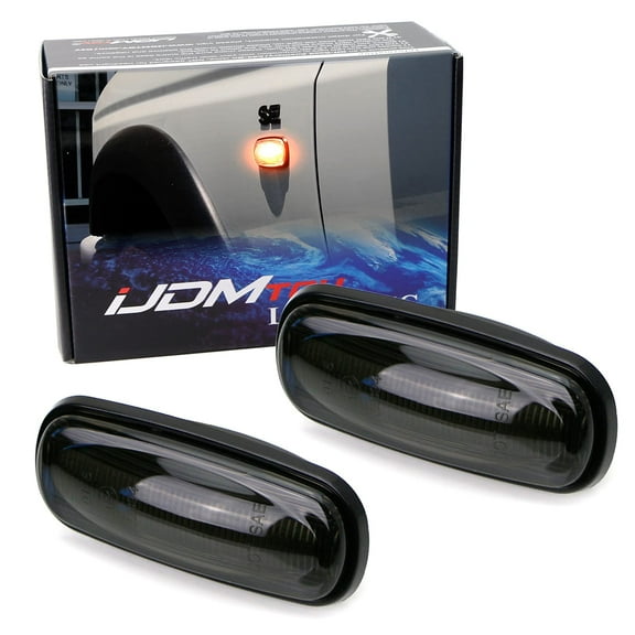 Smoked Lens Amber Full LED Front Side Marker Light Kit For 1998-15 Land Rover Defender, 02-05 Freelander & 98-04 Discovery 2 LR2, Powered by 16-SMD LED, Replace OEM Sidemarkers