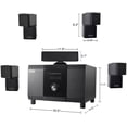 thumbnail image 6 of 5.1 Channel Home Theater System with 10" Subwoofer, 500W Peak Power, Bluetooth 5.0, FM Radio, Remote Control - for Movies/Music/Karaoke (5 Speakers + RCA/USB), 6 of 7