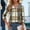 Brown, variant on Qulqfy Womens Tunic Tops 3/4 Length Sleeve Smocked Spring Shirts Plaid Fall Dressy Casual Brown Tops V Neck Blouses for Women L