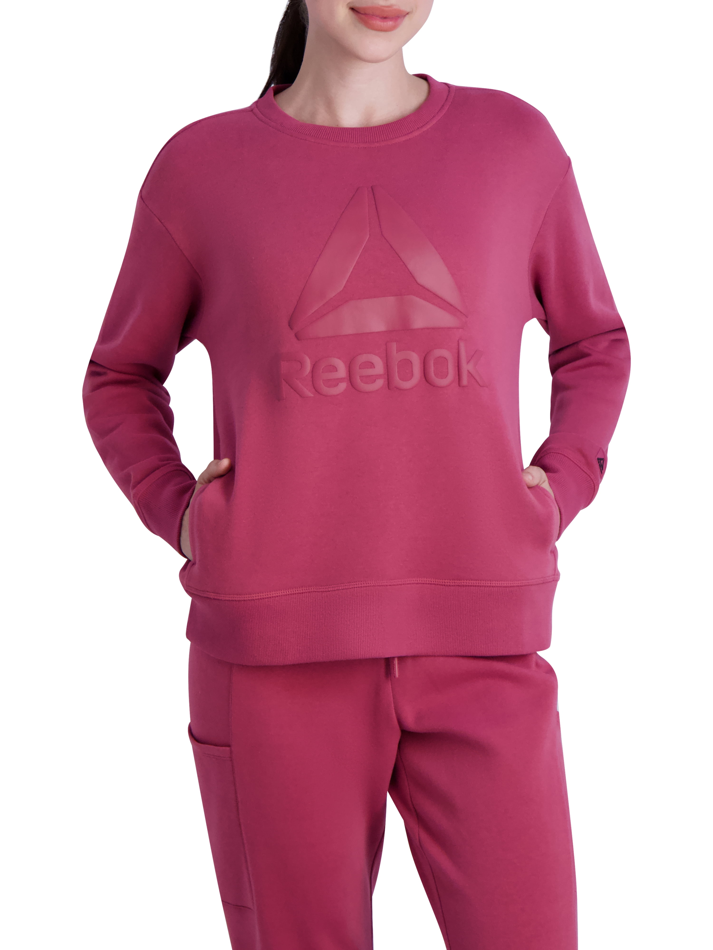 Reebok Women #39 s Supersoft Gravity Crewneck Sweatshirt with Side Pockets Reebok Women #39 s Supersoft Gravity Crewneck Sweatshirt with Side Pockets