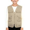 thumbnail image 2 of Blekii Kids Outdoor Utility Fishing Vest Zip up Sleeveless Casual Cargo Jacket Khaki 120, 2 of 6