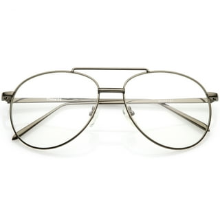 Classic Metal Nose Bridge Clear Lens Square Horn Rimmed Glasses 52mm 