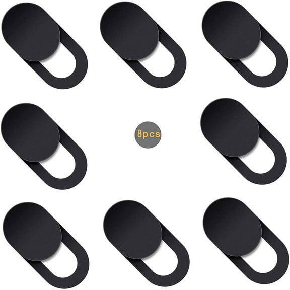 Webcam Cover Slide 8 Pcs, 0.025 inch Phone Computer Camera Privacy Protector Compatible with iPad, iPhone, Smartphone, Tablet, Laptop, PC, Computer, MacBook pro, iMac (8Pcs Black)