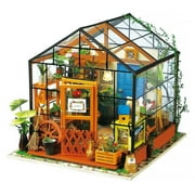 3D DIY Imagine House Model Kit Greenhouse Miniature LED Light Dolls House Build - intl
