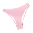 thumbnail image 3 of Women's Bikini Swim Bottom Briefs Ribbed High Cut Mid Waist Bathing Suit Bottom Pink 2XL, 3 of 4