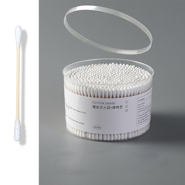 500 hisopos de algodón desechables de doble punta, higiénicos y cosméticos para el hogar (500 unidades con rosca circular)