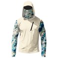 thumbnail image 5 of Men's Abstract Print Hooded Fishing Shirt with Face Mask - Long Sleeve UPF 50+ Quick-Dry Sun Protection Pullover with Zipper Pocket, Drop-Shoulder Outdoor Top for Hiking & Sports Blue L, 5 of 7