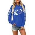 thumbnail image 6 of Football Sweatshirt for Mom Rugby Shirt Plain Tops Pullover Hoodies Oversized Hoodie Mom Outfits for Women Trendy Cute Hoodies Lounge Daily Outfit Loose Fit Blouse With Pockets Mom Shirts Blue, 6 of 7