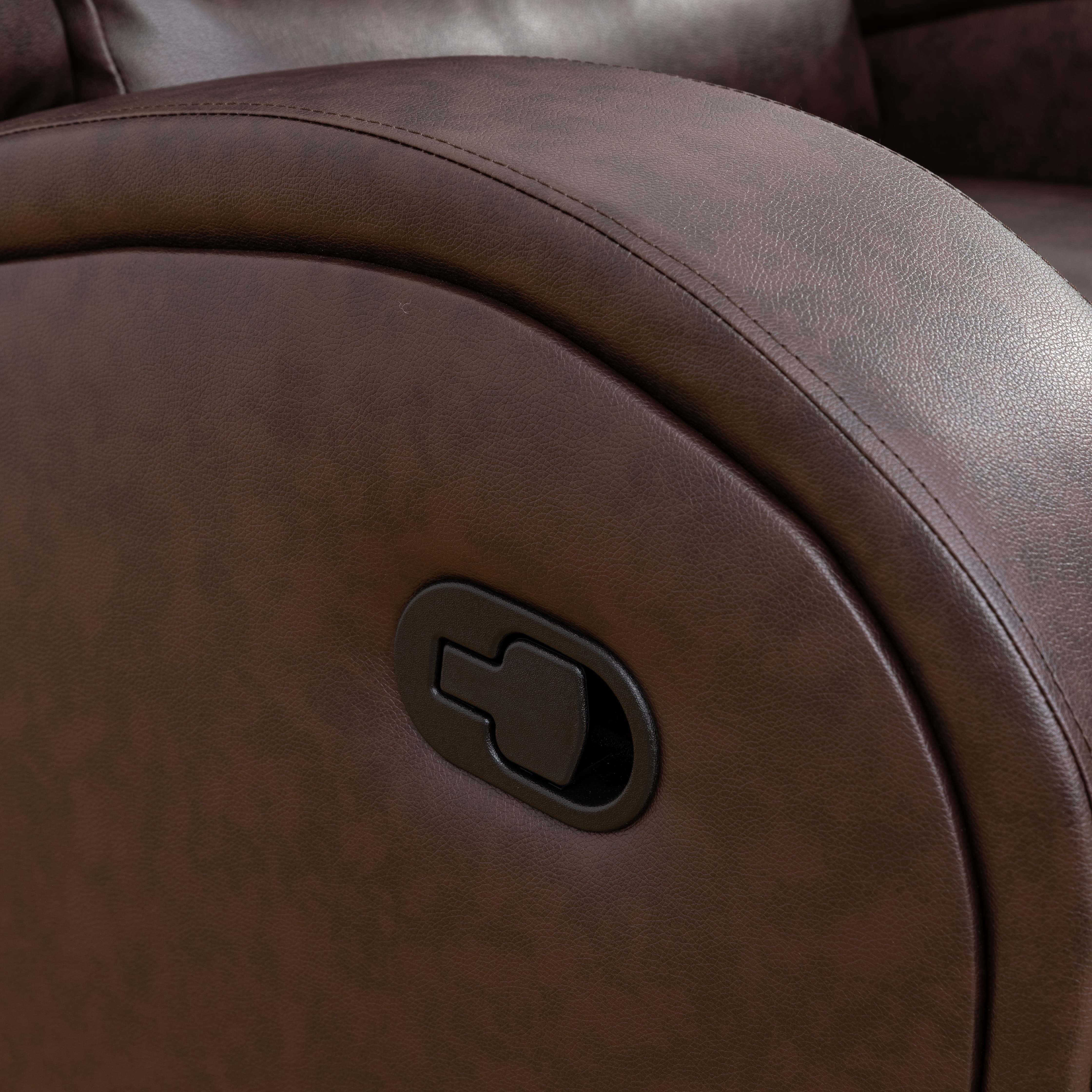 MAYEERTY Faux Leather Reclining Loveseat, 2-Seat Adjustable Backrest Recliner for Living Room, Brown