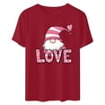 thumbnail image 4 of mihongmao Womens Plus Valentine Tops Women Casual Round Neck Short-sleeved Christmas Tree Printed T-shirt Wine M, 4 of 6