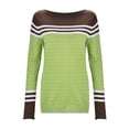thumbnail image 5 of XIYON Sweaters for Women Striped Color Block Knit Sweater Elegant Fall Winter Long Sleeve Crewneck Top for Office Wear, 5 of 9