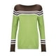 thumbnail image 2 of Suéter de Punto Gibobby Manga Larga para Mujer Top de Ganchillo Floral Cuello Redondo Rayas Verde XL, 2 of 5