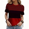 thumbnail image 4 of Lorytime Black and White Striped Shirt Women Short Sleeve Shirts Crew Neck Casual Trendy Tee Loose Basic Clothes L, 4 of 6