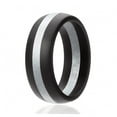 thumbnail image 1 of Alianza de Bodas de Silicona - Estilo Cúpula con Línea Media - Negro-Plata de ROQ para Hombre - Anillo de 15 mm, 1 of 1