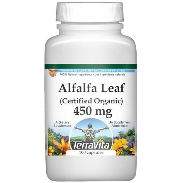 Alfalfa Leaf (Certified Organic) 450 mg (100 capsules, ZIN 517563