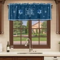 thumbnail image 6 of Navy Blue Snowflake Curtain Valances for Windows, Kitchen Valance Window Treatments Panel 2 Pack, Christmas Winter Vintage Stripes Rod Pocket Short Curtains for Bathroom Bedroom 42 x 12 Inch, 6 of 8