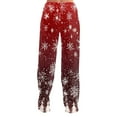 thumbnail image 4 of Women's Christmas Printed Plush Casual Pants with Drawstring Elastic Waist, Long Trousers for Home and Casual Wear, Comfortable Design,Red,S, 4 of 6