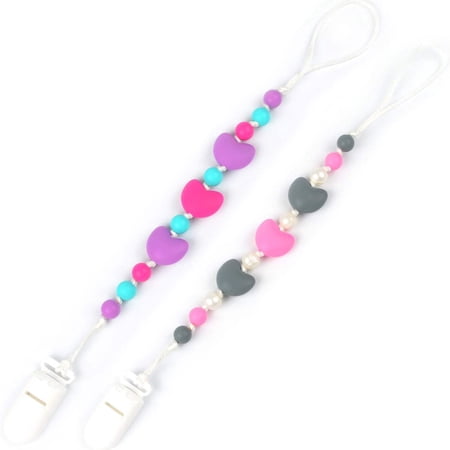 Light & Dark Pink Hearts Pacifier Clip 2pk