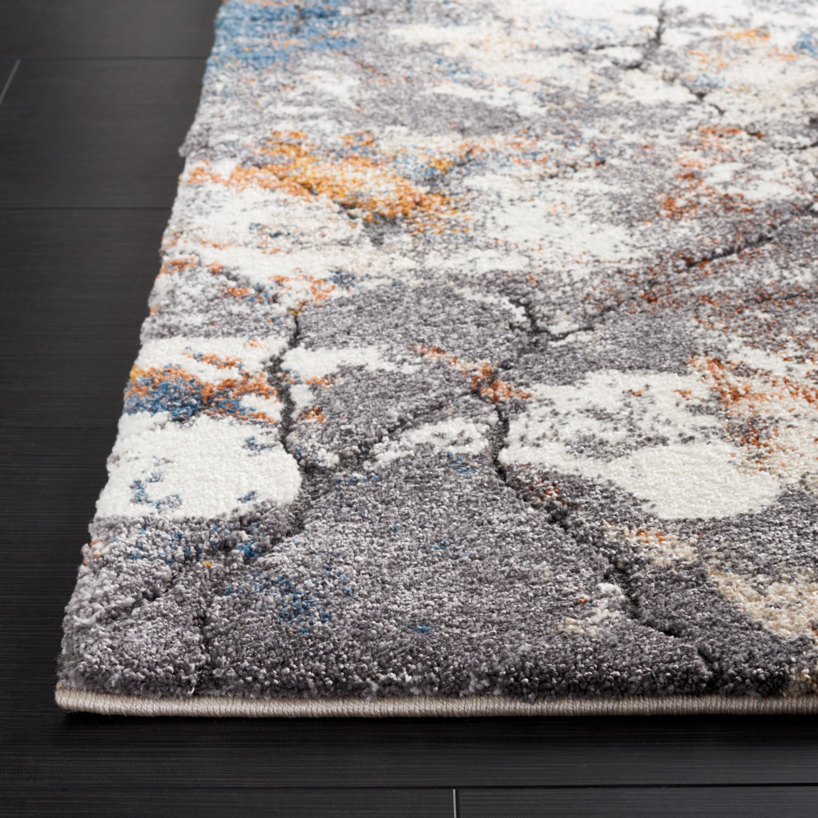 SAFAVIEH Cyrus Darian Abstract Shag Area Rug, Gray/Ivory, 6'7" x 9'2"