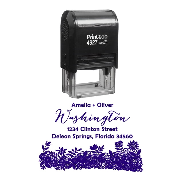 Printtoo Personalized Violet Self Inking Wedding Invitation Custom Address Rubber Stamper-60 x 40 mm