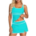thumbnail image 2 of Traje de baño conservador tankini para mujer, con bloques de color y pantalón corto, conjunto de tres piezas, traje de baño de 3 piezas para mujer, trajes de baño tankini para mujer, trajes de baño pa, 2 of 5