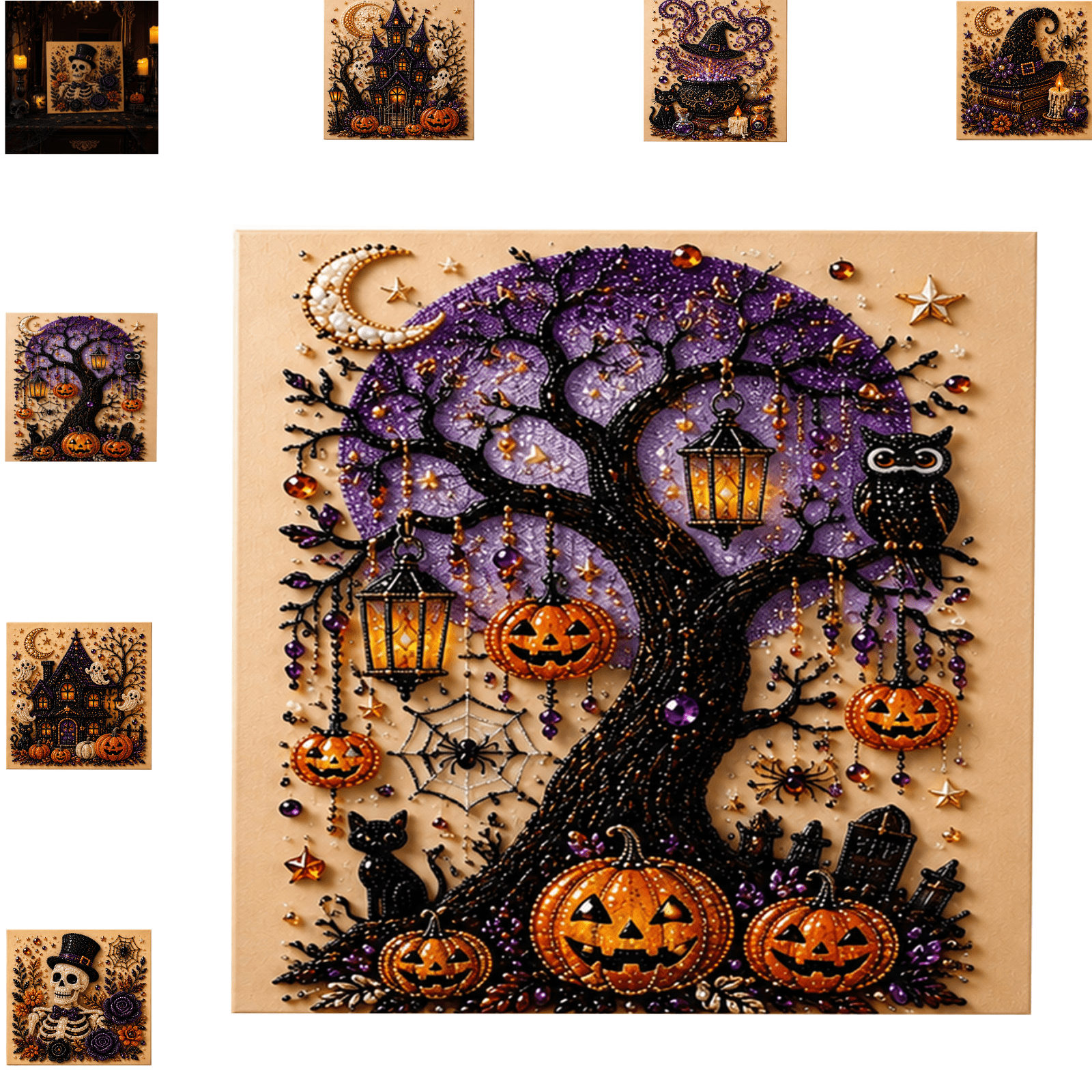 Halloween Ghost Pearl Art DIY Kit Diamond Painting Kit Magic Crucible Halloween Decor Halloween Decorations Summerween Decor Family Parent-Child Halloween Craft Activity Kit-B
