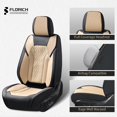 thumbnail image 6 of FLORICH Car Seat Covers Front, Luxury Nappa Leather Seat Covers, Breathable and Waterproof, Automotive Seat Covers Universal for Most Cars, Black & Beige, 6 of 7